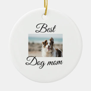シンプルカラフル動物の名前を追加photodog mom gift セラミックオーナメント
