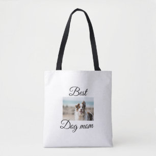シンプルカラフル動物の名前を追加photodog mom gift トートバッグ