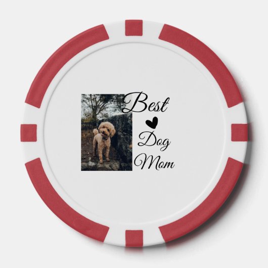 シンプルカラフル動物の名前を追加photodog mom gift ポーカーチップ (正面)