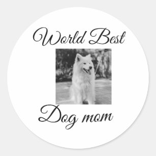 シンプルカラフル動物の名前を追加photodog mom gift ラウンドシール