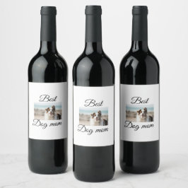 シンプルカラフル動物の名前を追加photodog mom gift ワインラベル
