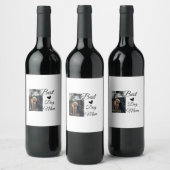 シンプルカラフル動物の名前を追加photodog mom gift ワインラベル (ボトル)