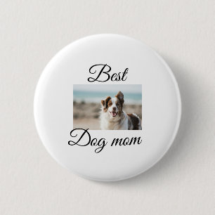 シンプルカラフル動物の名前を追加photodog mom gift 缶バッジ