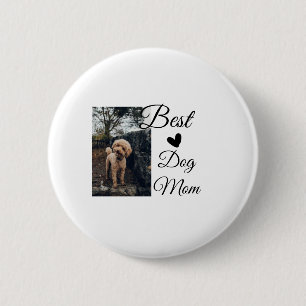 シンプルカラフル動物の名前を追加photodog mom gift 缶バッジ