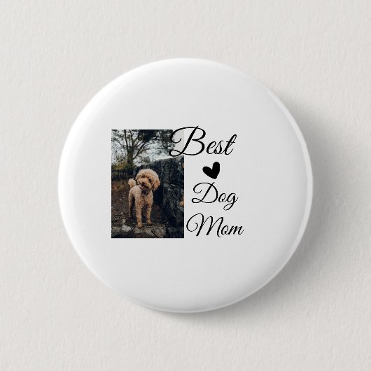 シンプルカラフル動物の名前を追加photodog mom gift 缶バッジ (正面)