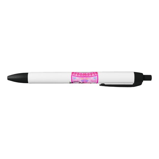 シンプルカラフル動物の水の色の追加の名カスタム前 黒ボールペン (ボトム)