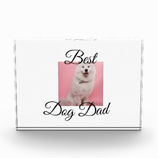 シンプルカラフル動物の追加の名前photo dogパパギフト フォトブロック (正面)