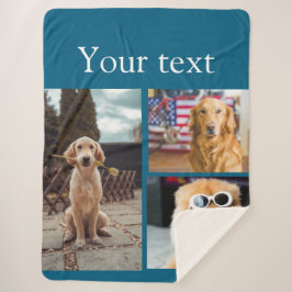 シンプルカラフル動物の追加name photo collage シェルパブランケット