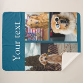 シンプルカラフル動物の追加name photo collage シェルパブランケット (正面(横))