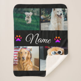 シンプルカラフル動物の追加name photo collage シェルパブランケット