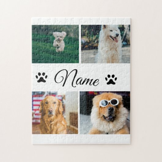 シンプルカラフル動物の追加name photo collage ジグソーパズル (縦)