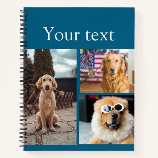 シンプルカラフル動物の追加name photo collage ノートブック (正面)