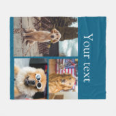 シンプルカラフル動物の追加name photo collage フリースブランケット (正面(横))
