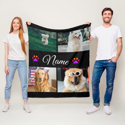 シンプルカラフル動物の追加name photo collage フリースブランケット (インサイチュ)