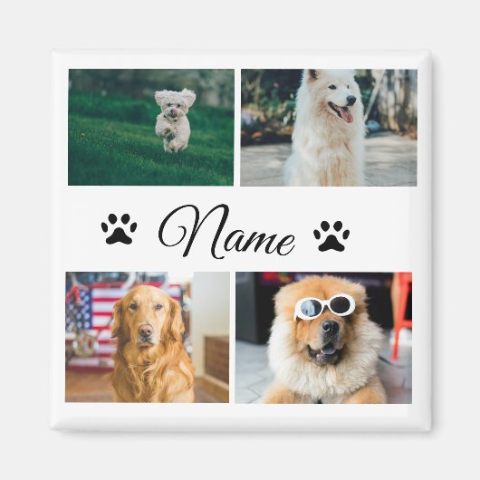 シンプルカラフル動物の追加name photo collage マグネット (正面)