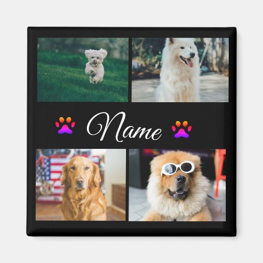 シンプルカラフル動物の追加name photo collage マグネット (正面)