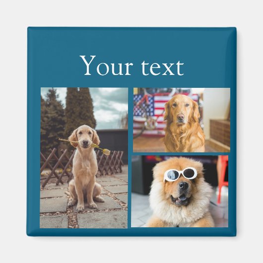 シンプルカラフル動物の追加name photo collage マグネット (正面)