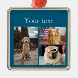 シンプルカラフル動物の追加name photo collage メタルオーナメント