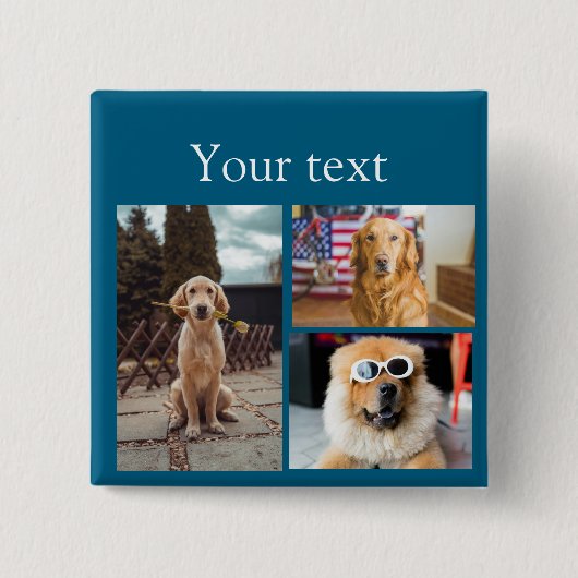 シンプルカラフル動物の追加name photo collage 缶バッジ (正面)