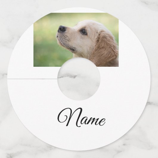 シンプルカラフル動物追加ネームカスタム写真投げ ワイングラスタグ (正面)