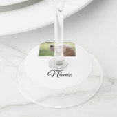 シンプルカラフル動物追加ネームカスタム写真投げ ワイングラスタグ (クローズアップ)