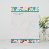 シンプルカラフル手描きレトロ花模様2 レターヘッド (スタンド正面)