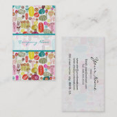 シンプルカラフル手描きレトロ花模様3 名刺 (正面/裏面)