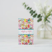 シンプルカラフル手描きレトロ花模様3 名刺 (スタンド正面)