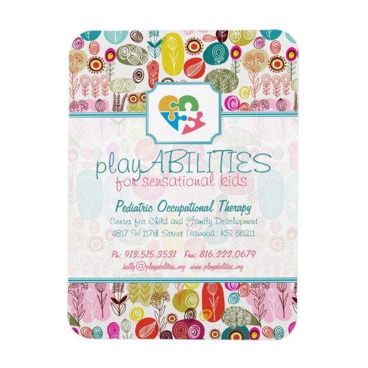 シンプルカラフル手描きレトロ花模様4 マグネット (縦)