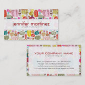 シンプルカラフル手描きレトロ花模様4 名刺 (正面/裏面)