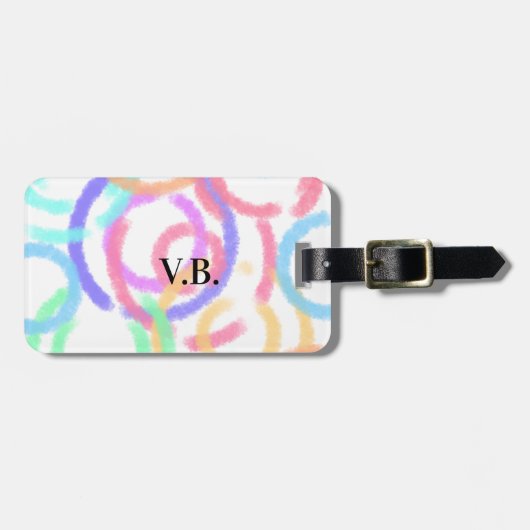 シンプルカラフル水彩丸の手作り追加 ラゲッジタグ (正面横)