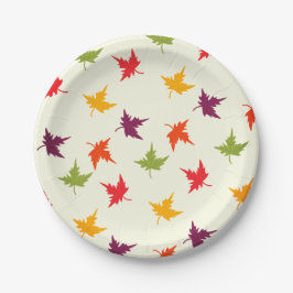シンプルカラフル秋の葉紅葉 ペーパープレート