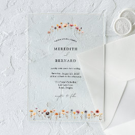 シンプルカラフル結婚フローラ アクリル招待状
