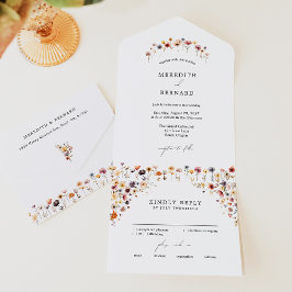 シンプルカラフル結婚フローラ オールインワン招待状