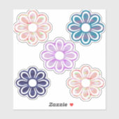 シンプルカラフル花 シール (シート)