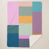 シンプルカラフルPatchwork Geometric Shapesデザイン シェルパブランケット (正面)