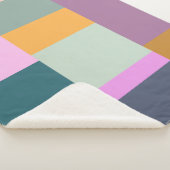 シンプルカラフルPatchwork Geometric Shapesデザイン シェルパブランケット (3/4)