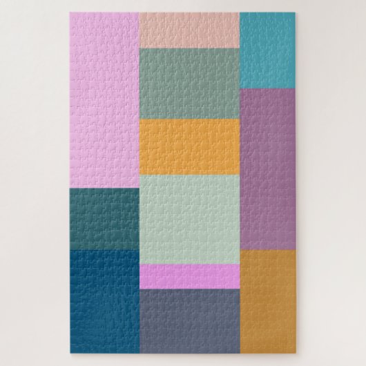 シンプルカラフルPatchwork Geometric Shapesデザイン ジグソーパズル (縦)