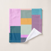 シンプルカラフルPatchwork Geometric Shapesデザイン バスタオルセット (ウォッシュタオル)