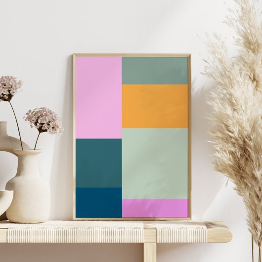 シンプルカラフルPatchwork Geometric Shapesデザイン ポスター