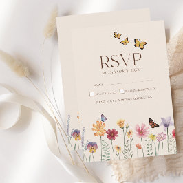 シンプルカラフルWildflowerフローラ結婚式RSVP 出欠カード