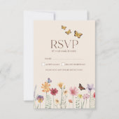 シンプルカラフルWildflowerフローラ結婚式RSVP 出欠カード (正面)