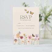 シンプルカラフルWildflowerフローラ結婚式RSVP 出欠カード (スタンド正面)