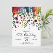 シンプルカラフルWildflowers 40th birthday 招待状 (スタンド正面)