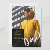 シンプルカラーボックスのミニマル写真卒業 案内状 (正面)