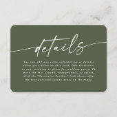 シンプルカラー無地のモンステラ結婚グリーン詳細 エンクロージャーカード (正面)