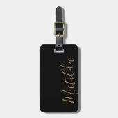 シンプルカラー無地の金ゴールド名パーソナライズされた荷物 ラゲッジタグ (正面縦)