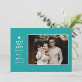 シンプルカラ無地のーハート写モダン真|アクア セーブザデート (スタンド正面)