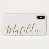 シンプルカラ無地のー黒金ゴールドパーソナライズされた名 Case-Mate iPhoneケース (裏面(横))