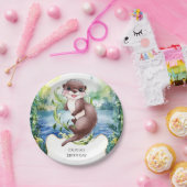 シンプルカルムオッター誕生日 ペーパープレート (パーティー)